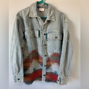 Entro light blue Jean jacket with Aztec, Size L